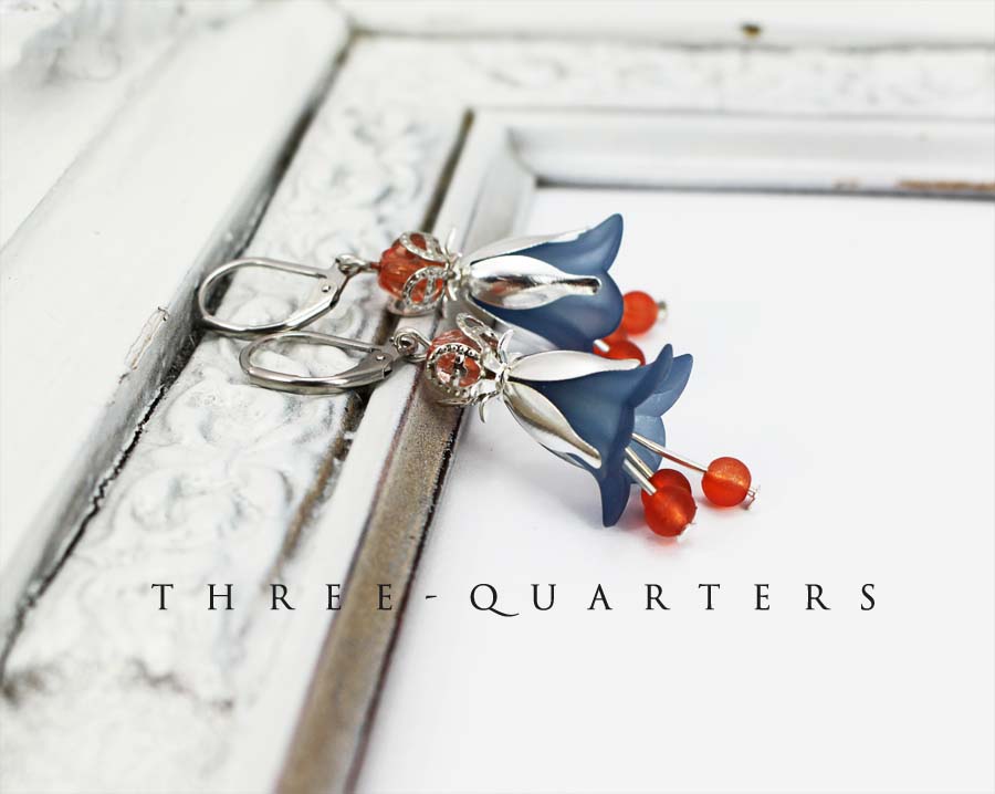 ThreeQuarters Ohrringe, Blumen, Schneeglöckchen, blau, orange